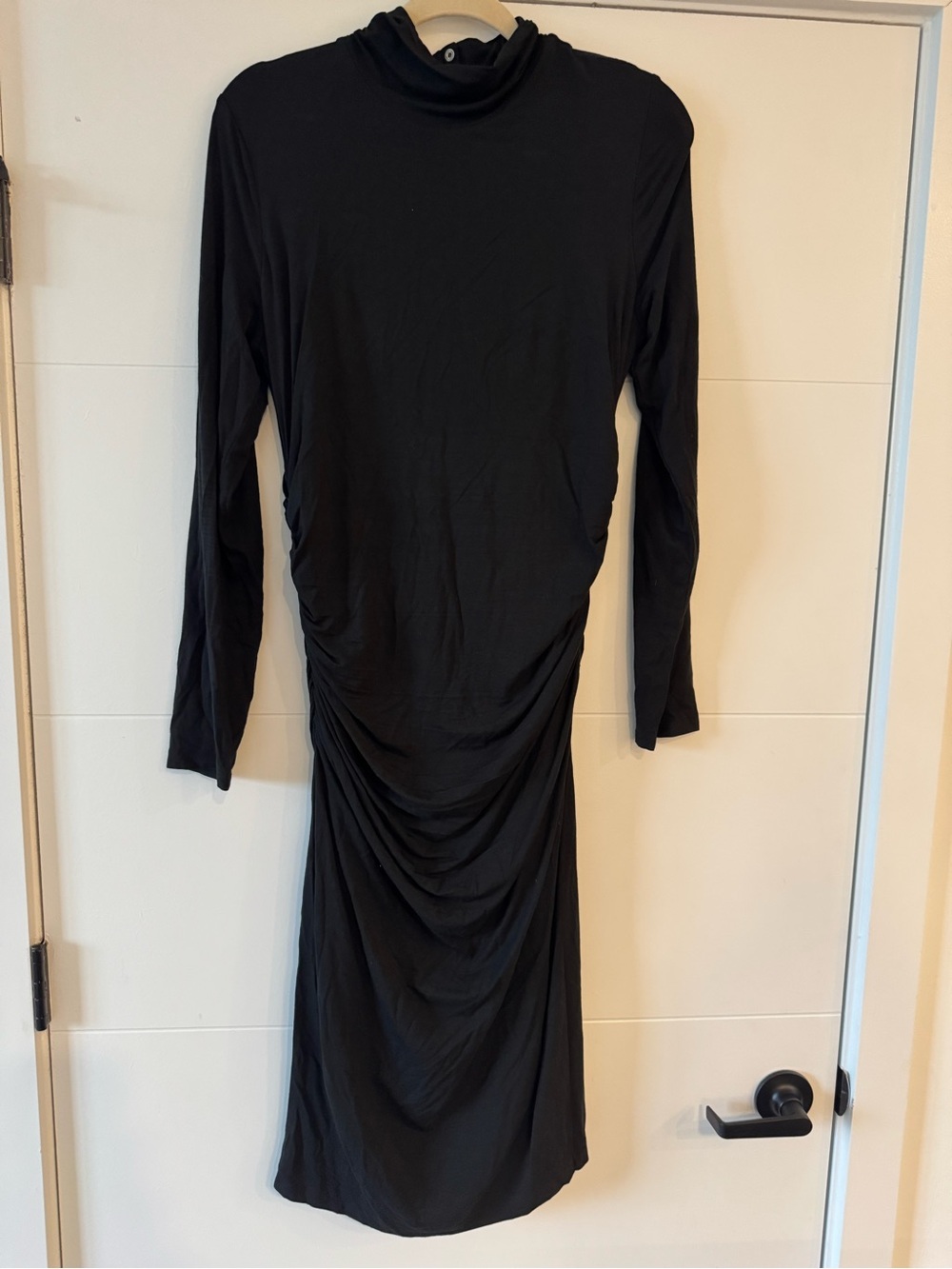 White House Black Market Black Long-Sleeve Ruched Midi Dress - Women